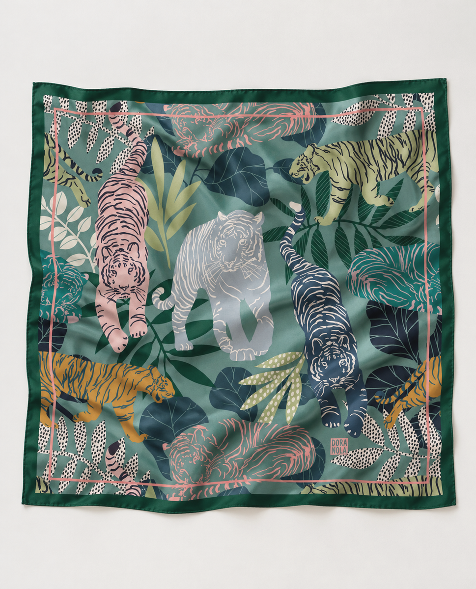 Petit carré de soie 50 Jardin d’Émeraude