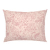 Lacey mulberry silk pillowcase in blush pink with delicate line-drawn feminine faces among roses and florals