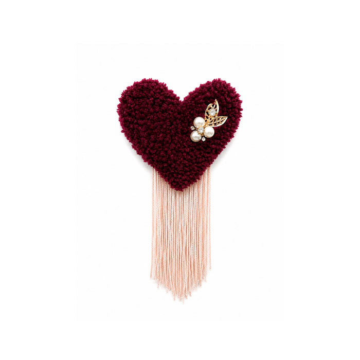 Broche Tuftée Faite Main, Amarante