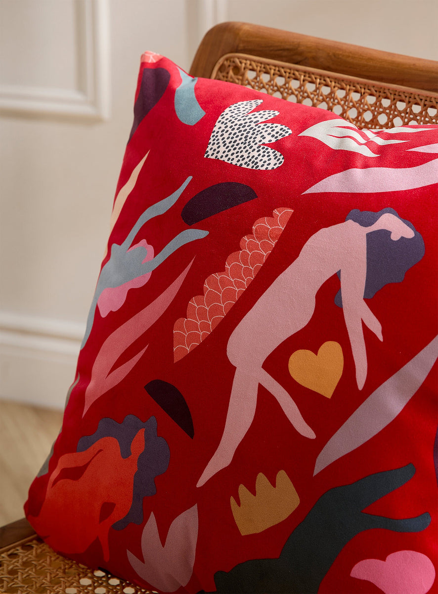 Coussin en velours tout le long