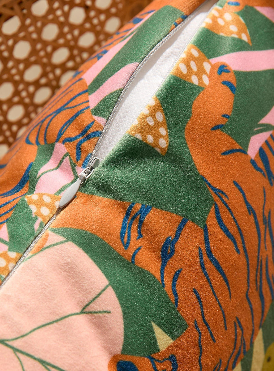 Coussin en velours Tigresse verte