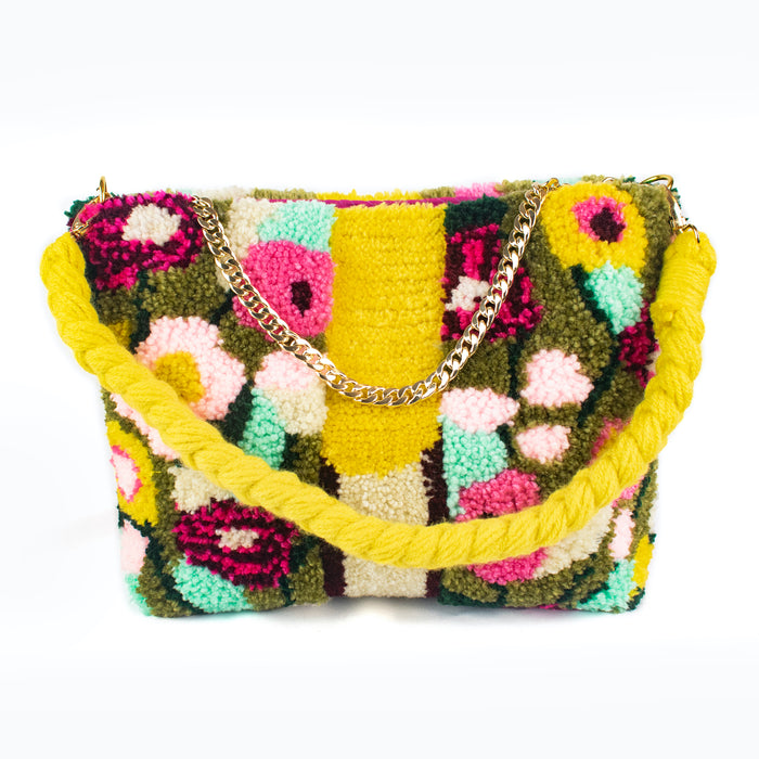 BLOOM, hand tufted satchel purse