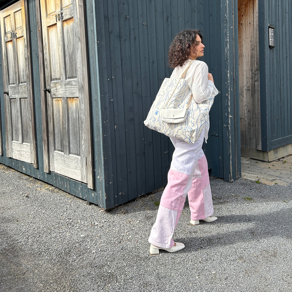Sac Esquisse Bleu &amp; Blanc