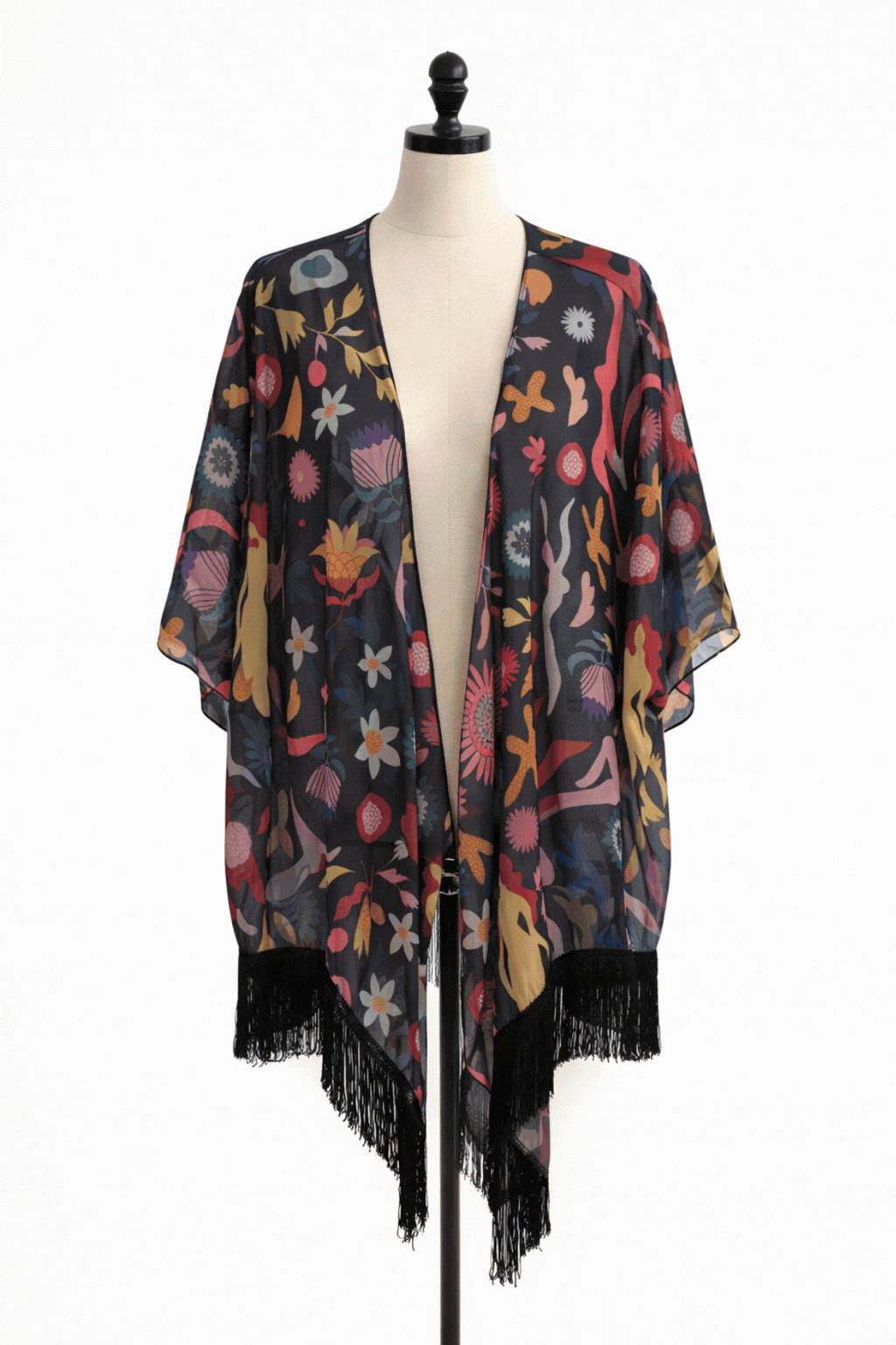 New, Sheer Kimono with Fringe!