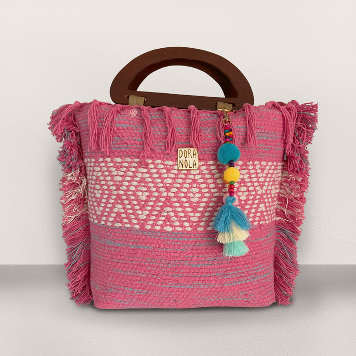 One of a kind Chindi Rug Bag - Pink