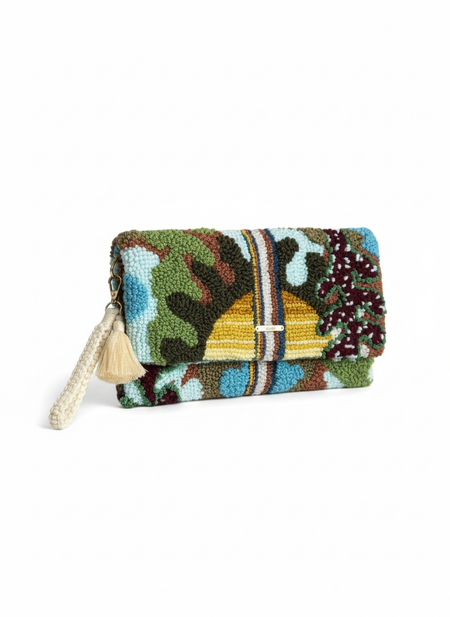 Clean product photo with tassel closer to purse