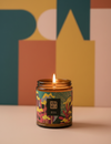 EOS candle in modern color blocking setting