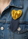 Golden Heart Brooch on Denim Jacket