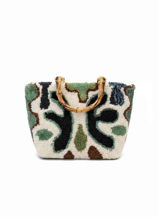 Hand-tufted purse front view