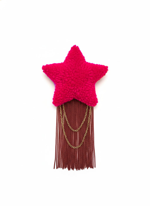Handmade Tufted Brooch, Shooting Star Pink