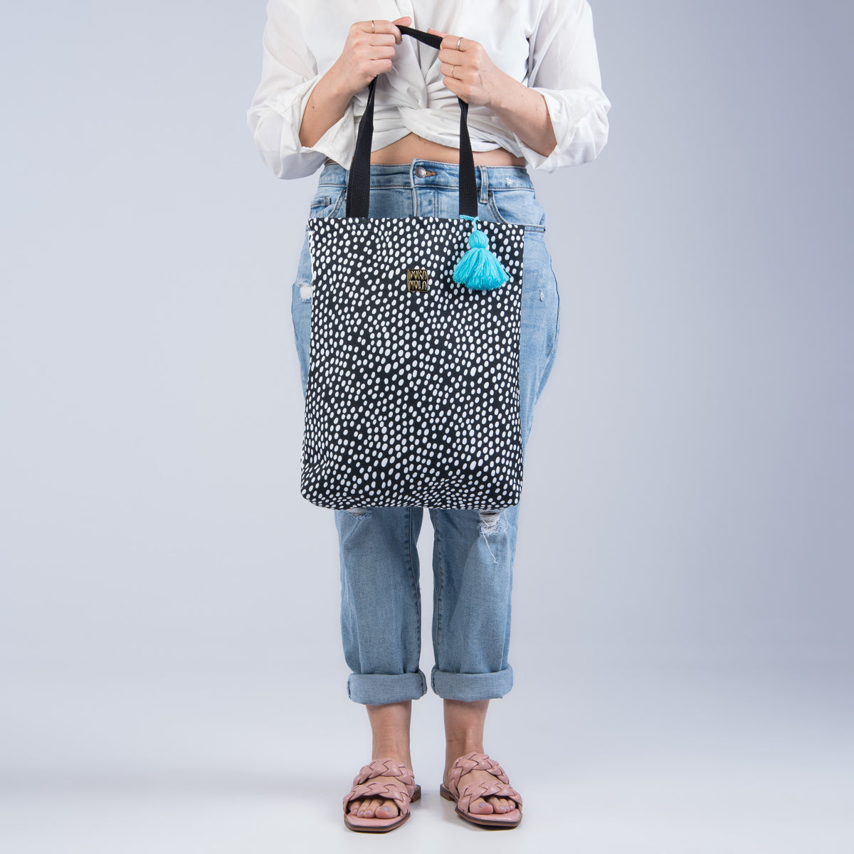 Polka Dot, Tote Bag with Tassel