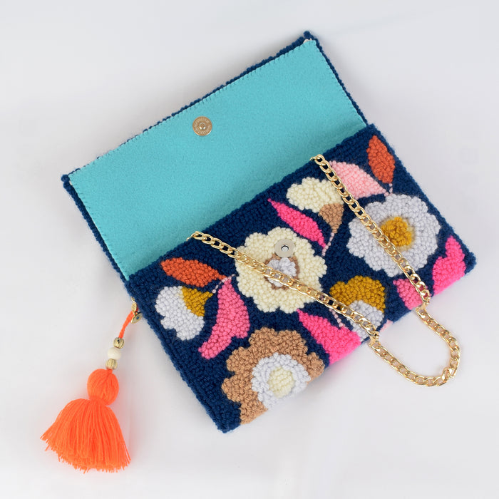 Buy Elegant Navy Blue Clutch Purse, Bag With Royal Embroidery, Luxury  Texture, Shoulder Strap and Sling for Wedding, Day Party and Ethnic Wear.  Online in India - Etsy