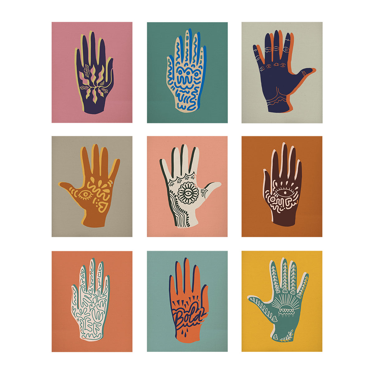 Hands Down - Full Series of 9 Art Prints
